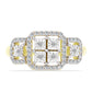 Inel din Argint 925 Placat cu Aur ( 3.43 grame ) cu Diamant Alb și Topaz Alb 0.37 Carate