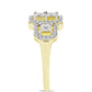 Inel din Argint 925 Placat cu Aur ( 3.43 grame ) cu Diamant Alb și Topaz Alb 0.37 Carate