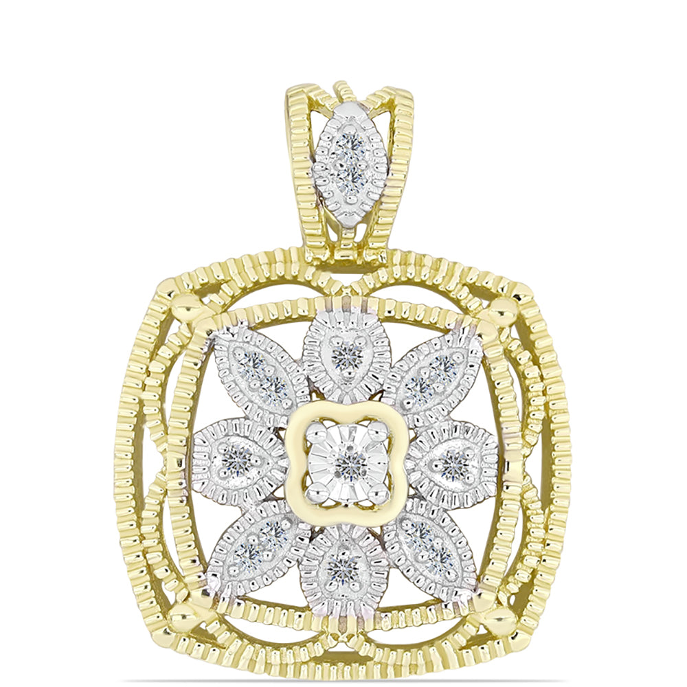 Pandantiv din Argint 925 Placat cu Aur ( 3.54 grame ) cu Diamant Alb și Topaz Alb 0.16 Carate