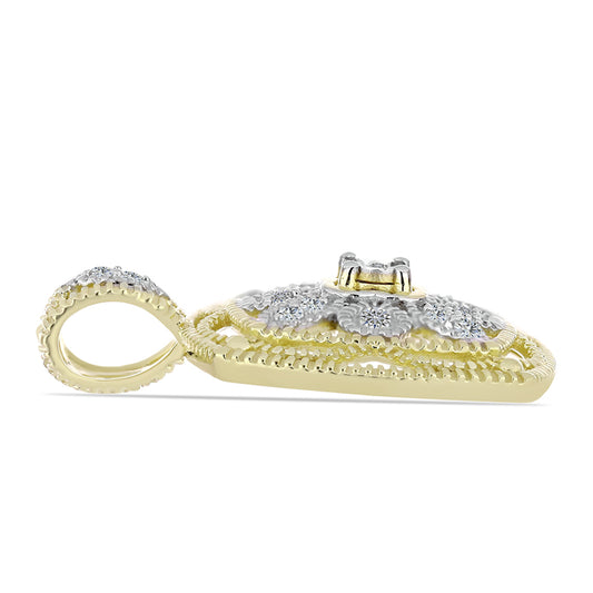 Pandantiv din Argint 925 Placat cu Aur ( 3.54 grame ) cu Diamant Alb și Topaz Alb 0.16 Carate