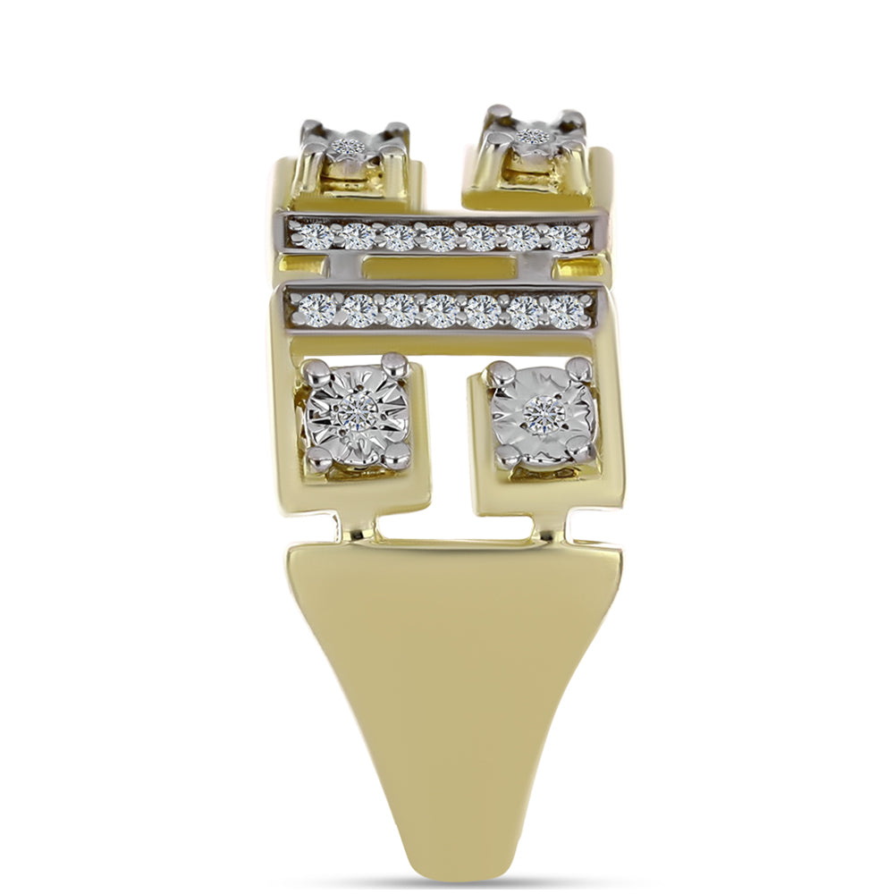 Inel din Argint 925 Placat cu Aur ( 4.67 grame ) cu Diamant Alb și Topaz Alb 0.21 Carate 4 