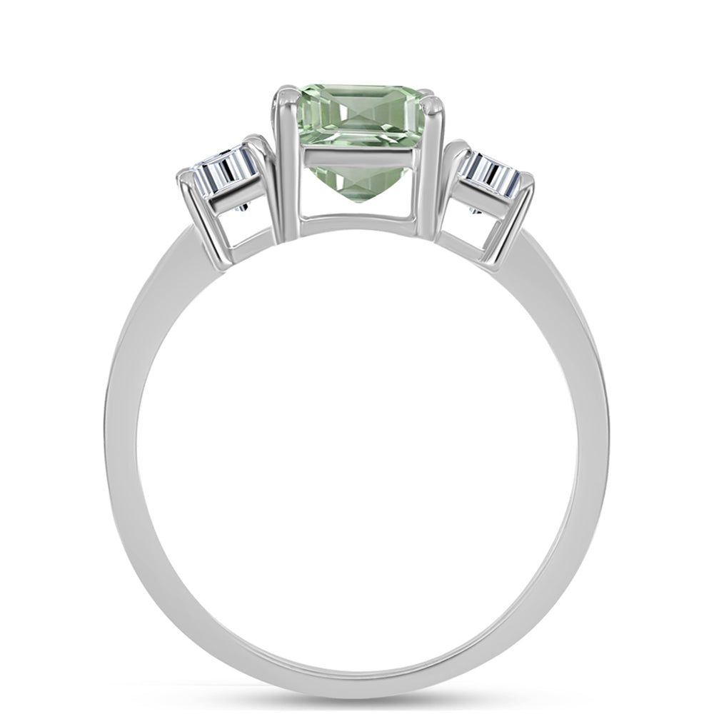 Inel din Argint 925 ( 2.62 grame ) cu Ametist Verde și Topaz Alb 3.31 Carate 2 
