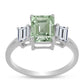 Inel din Argint 925 ( 2.62 grame ) cu Ametist Verde și Topaz Alb 3.31 Carate