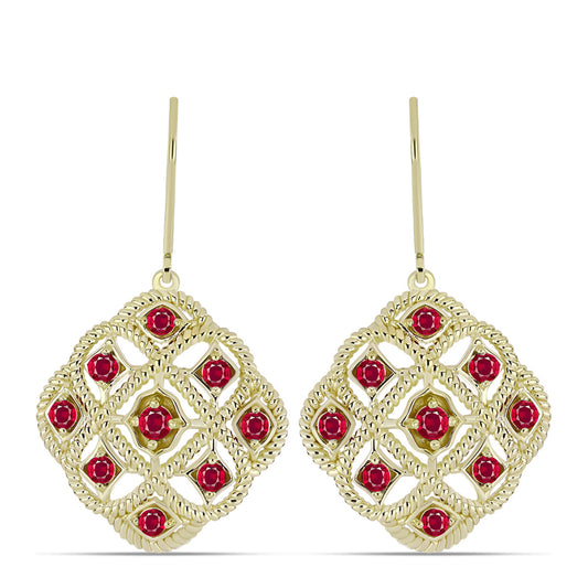 Cercei din Argint 925 Placat cu Aur ( 6.51 grame ) cu Rubin Malagasy 1.9 Carate