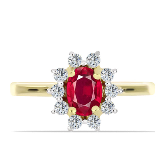 Inel din Argint 925 Placat cu Aur ( 2.17 grame ) cu Rubin Malagasy și Topaz Alb 1.52 Carate