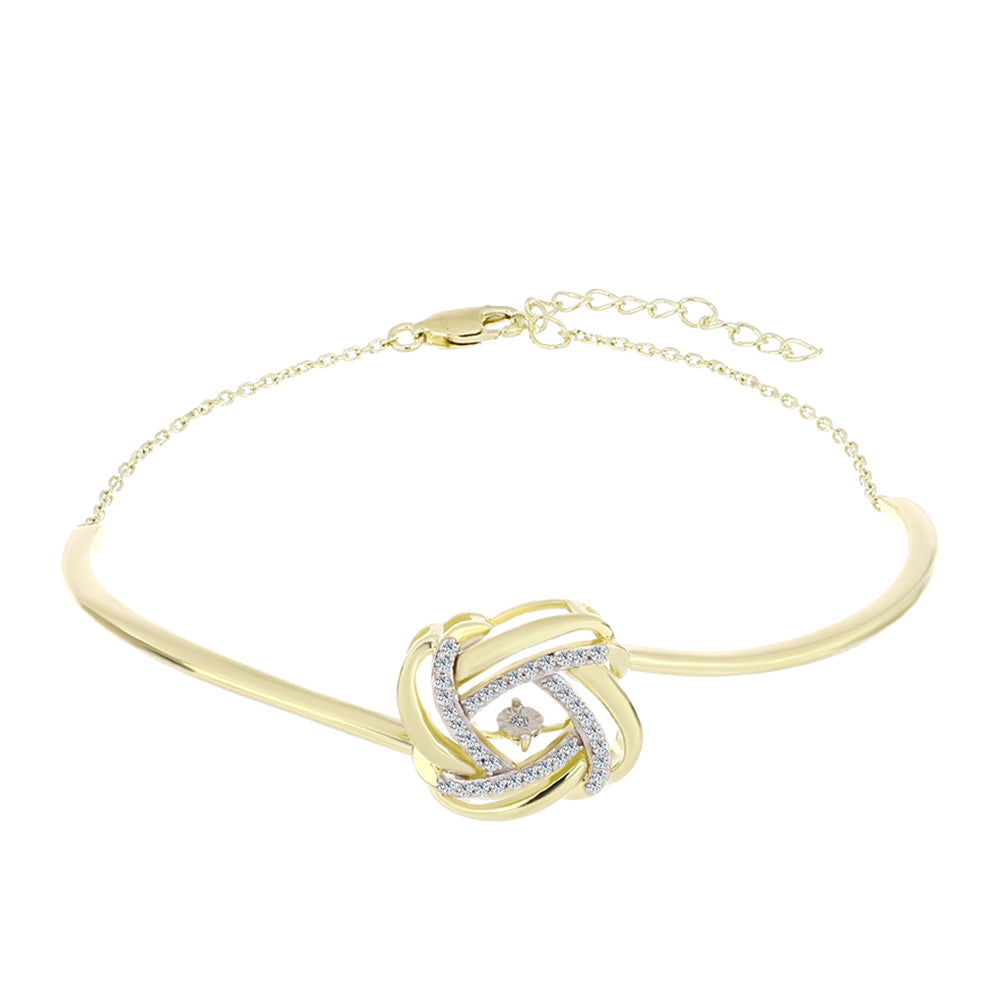 Brățară din Argint 925 Placat cu Aur ( 8.8 grame ) cu Diamant Alb și Topaz Alb 0.26 Carate 1 