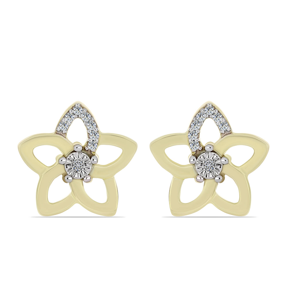 Cercei din Argint 925 Placat cu Aur ( 2.24 grame ) cu Diamant Alb și Topaz Alb 0.1 Carate