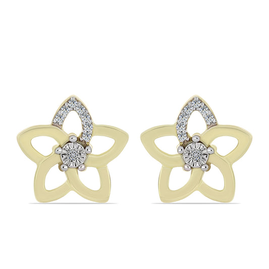 Cercei din Argint 925 Placat cu Aur ( 2.24 grame ) cu Diamant Alb și Topaz Alb 0.1 Carate