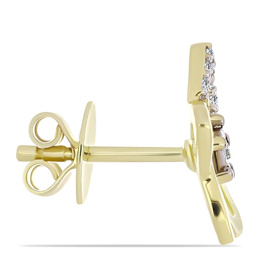 Cercei din Argint 925 Placat cu Aur ( 2.24 grame ) cu Diamant Alb și Topaz Alb 0.1 Carate