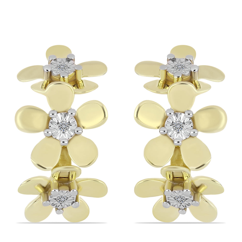 Cercei din Argint 925 Placat cu Aur ( 4.22 grame ) cu Diamant Alb 0.03 Carate 1 