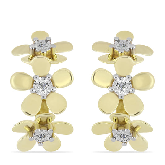 Cercei din Argint 925 Placat cu Aur ( 4.22 grame ) cu Diamant Alb 0.03 Carate