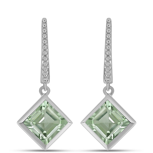 Cercei din Argint 925 ( 3.92 grame ) cu Ametist Verde 3.06 Carate