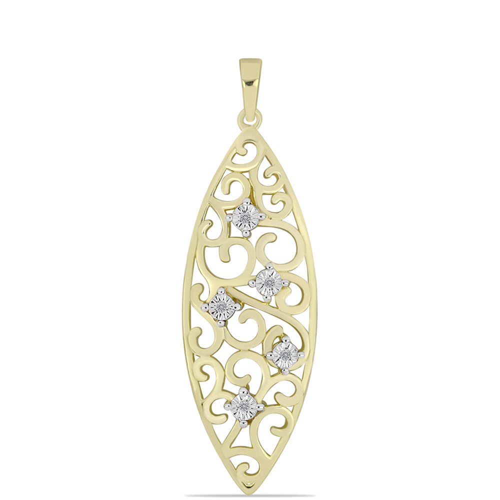 Pandantiv din Argint 925 Placat cu Aur ( 3.32 grame ) cu Diamant Alb 0.03 Carate