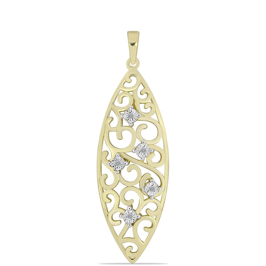Pandantiv din Argint 925 Placat cu Aur ( 3.32 grame ) cu Diamant Alb 0.03 Carate