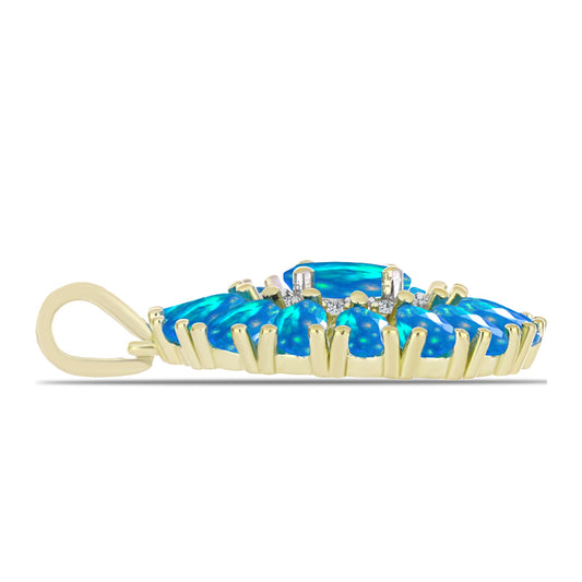 Pandantiv din Argint 925 Placat cu Aur ( 3.04 grame ) cu Opal Etiopian ”Paradis” și Topaz Alb 2.73 Carate