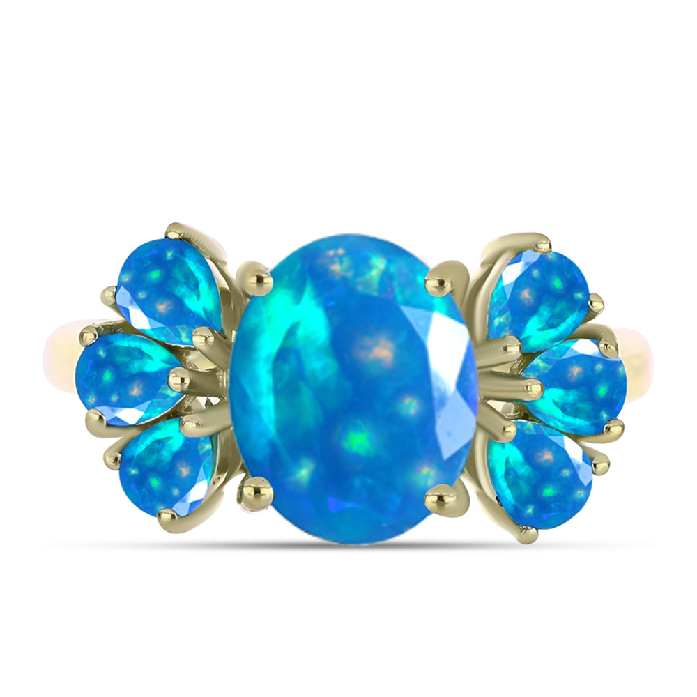 Inel din Argint 925 Placat cu Aur ( 2.68 grame ) cu Opal Etiopian ”Paradis” 2.06 Carate 1 