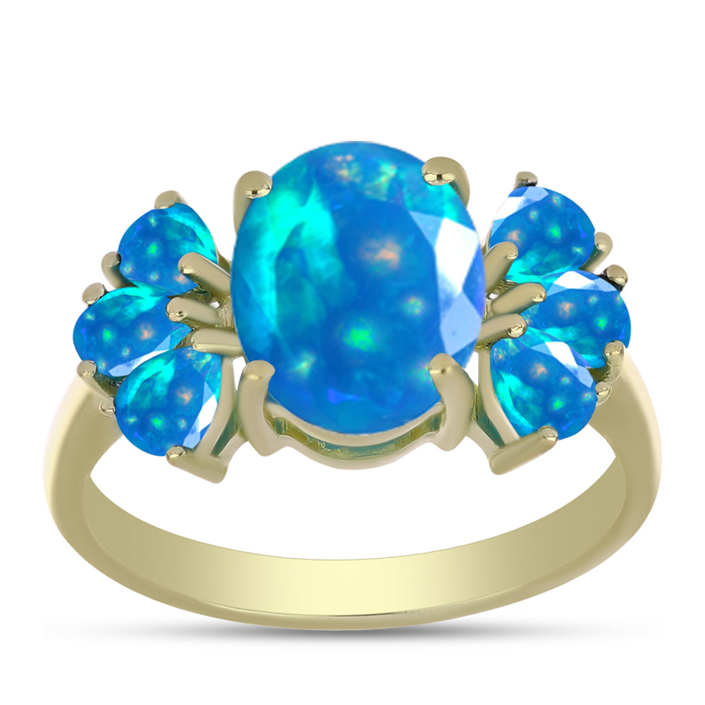 Inel din Argint 925 Placat cu Aur ( 2.68 grame ) cu Opal Etiopian ”Paradis” 2.06 Carate 3 