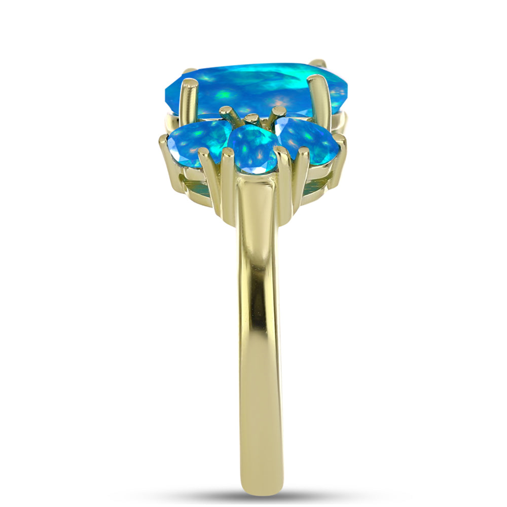 Inel din Argint 925 Placat cu Aur ( 2.68 grame ) cu Opal Etiopian ”Paradis” 2.06 Carate 4 