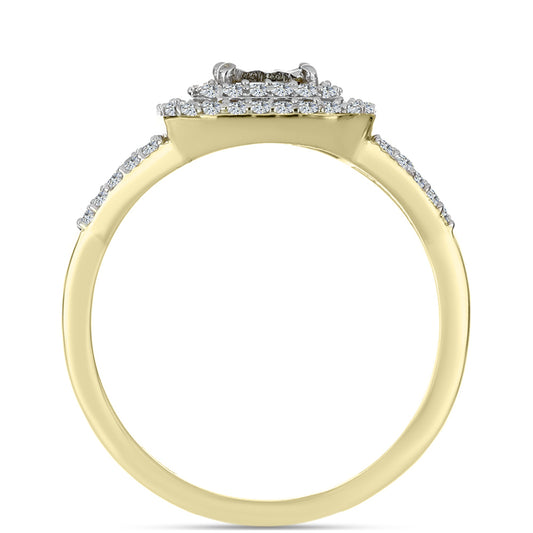 Inel din Argint 925 Placat cu Aur ( 2.59 grame ) cu Diamant Alb și Topaz Alb 0.47 Carate