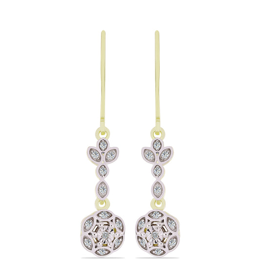 Cercei din Argint 925 Placat cu Aur ( 2.75 grame ) cu Diamant Alb și Topaz Alb 0.14 Carate