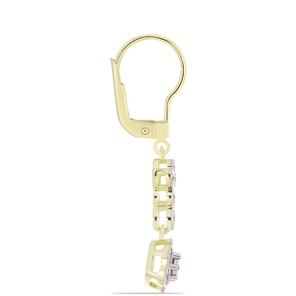 Cercei din Argint 925 Placat cu Aur ( 2.75 grame ) cu Diamant Alb și Topaz Alb 0.14 Carate 2 