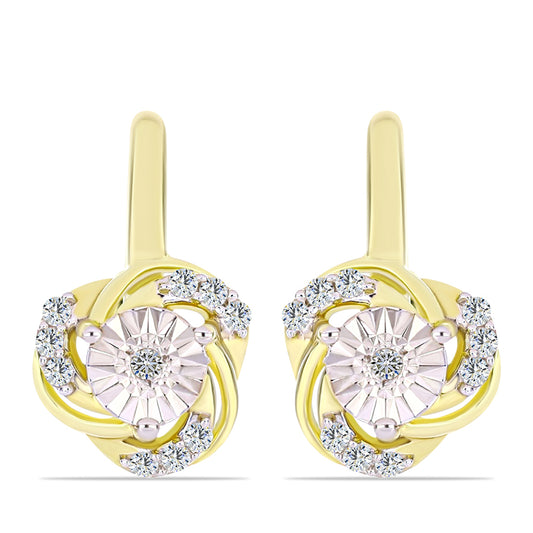 Cercei din Argint 925 Placat cu Aur ( 3.46 grame ) cu Diamant Alb și Topaz Alb 0.18 Carate