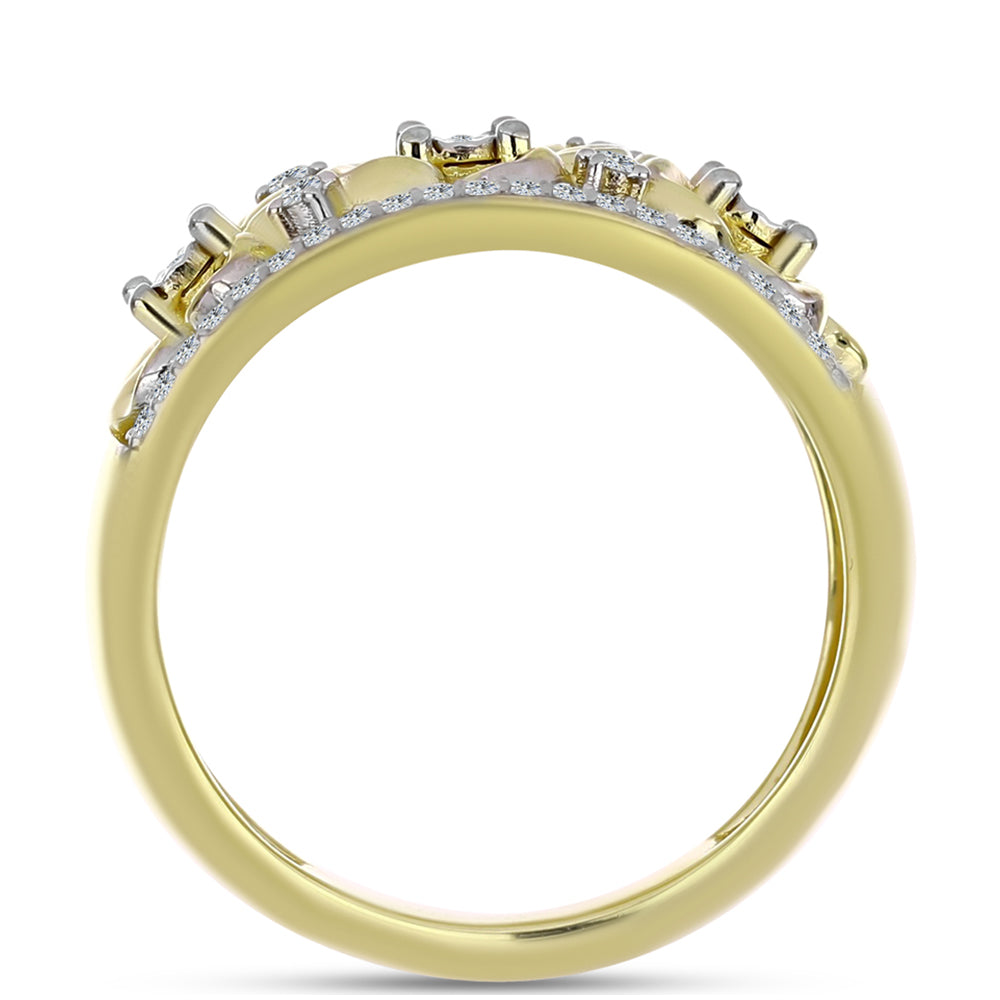Inel din Argint 925 Placat cu Aur ( 4.71 grame ) cu Diamant Alb și Topaz Alb 0.3 Carate