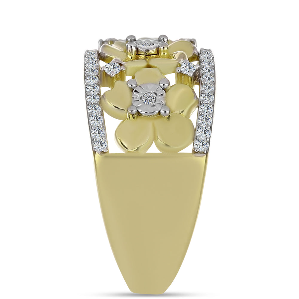 Inel din Argint 925 Placat cu Aur ( 4.71 grame ) cu Diamant Alb și Topaz Alb 0.3 Carate