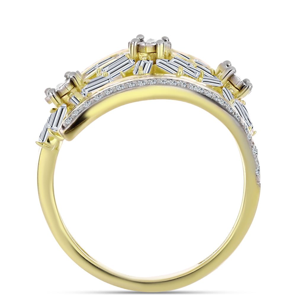 Inel din Argint 925 Placat cu Aur ( 4.64 grame ) cu Diamant Alb și Zircon Alb 3.28 Carate 2 