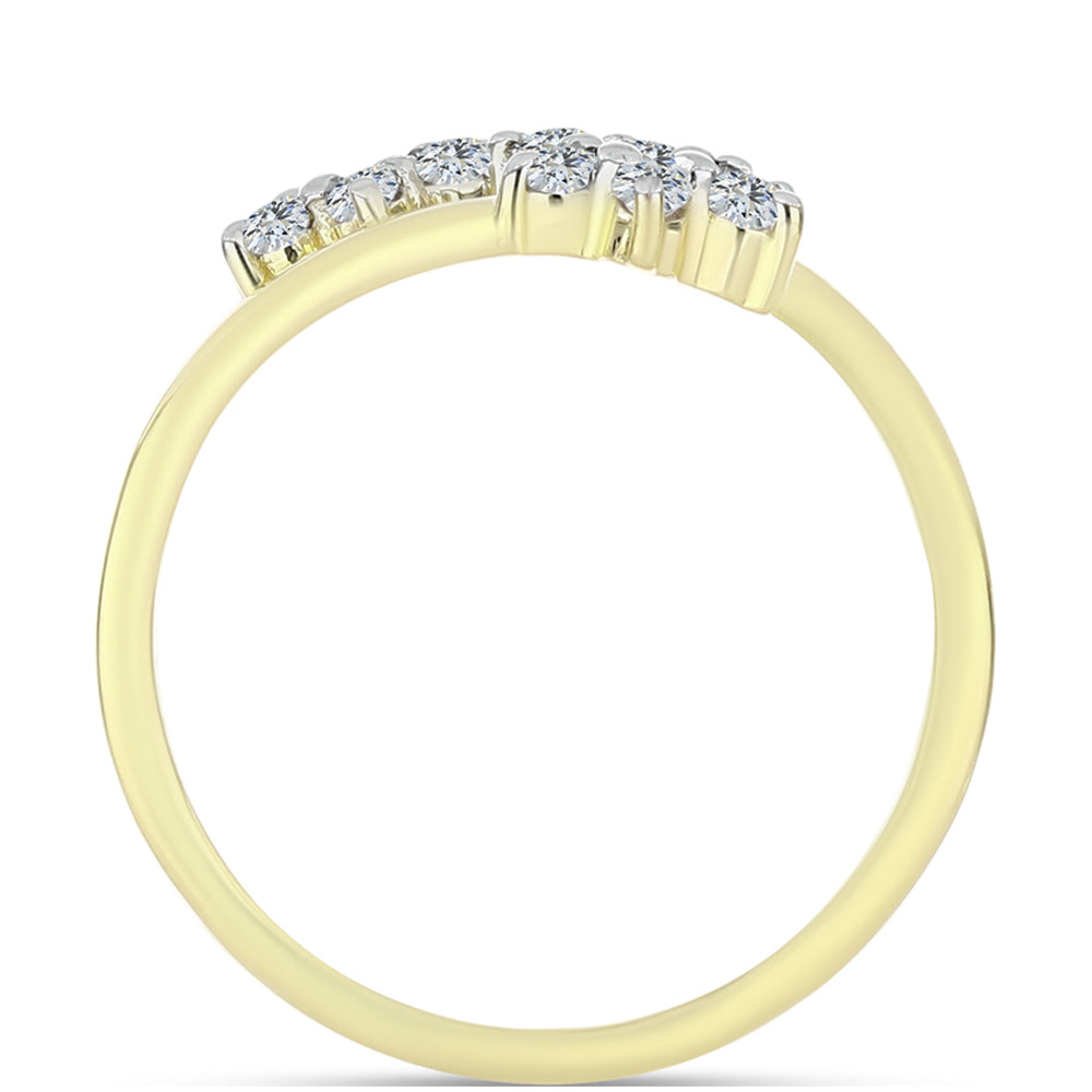 Inel din Argint 925 Placat cu Aur ( 3.03 grame ) cu Diamant Alb și Topaz Alb 0.46 Carate 2 