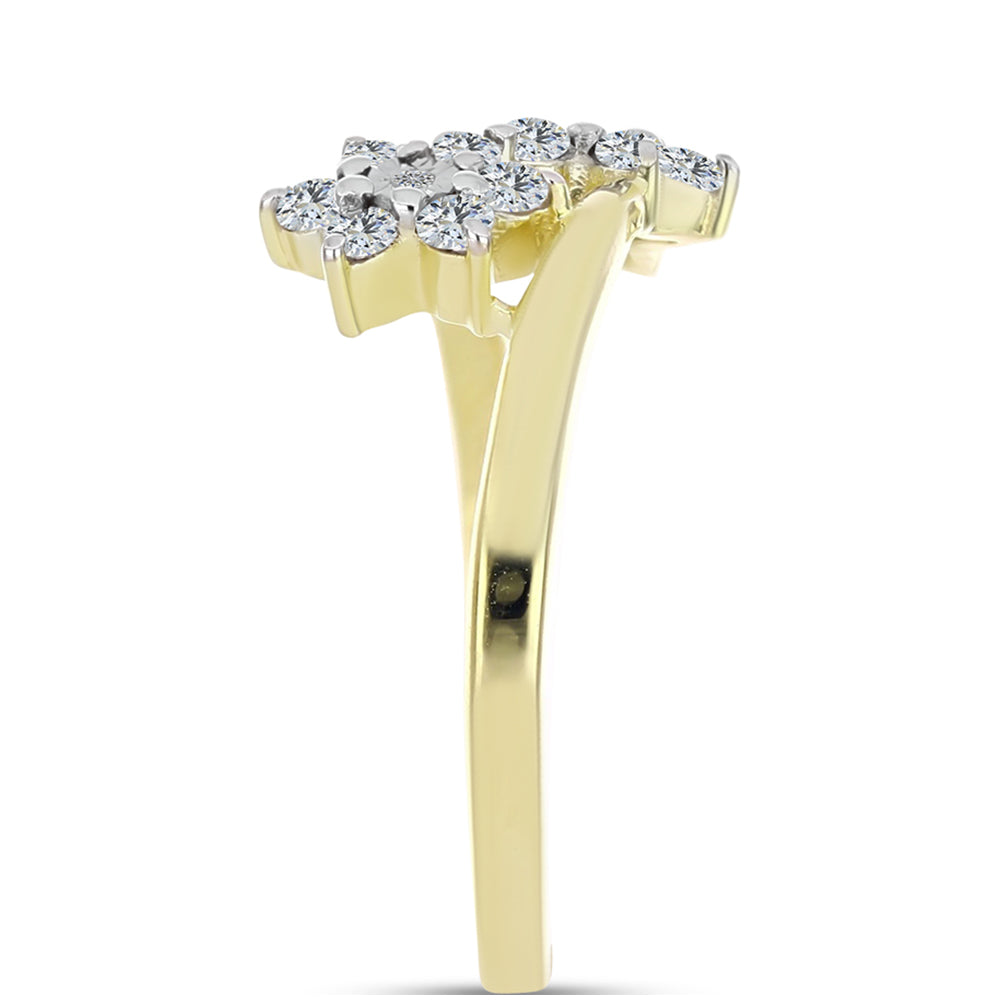 Inel din Argint 925 Placat cu Aur ( 3.03 grame ) cu Diamant Alb și Topaz Alb 0.46 Carate 4 