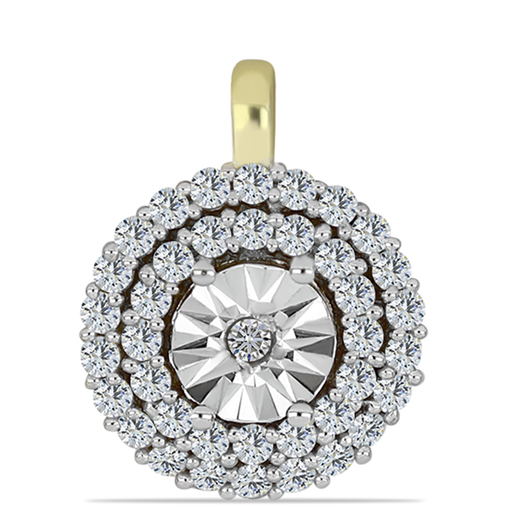 Pandantiv din Argint 925 Placat cu Aur ( 1.11 grame ) cu Diamant Alb și Topaz Alb 0.41 Carate