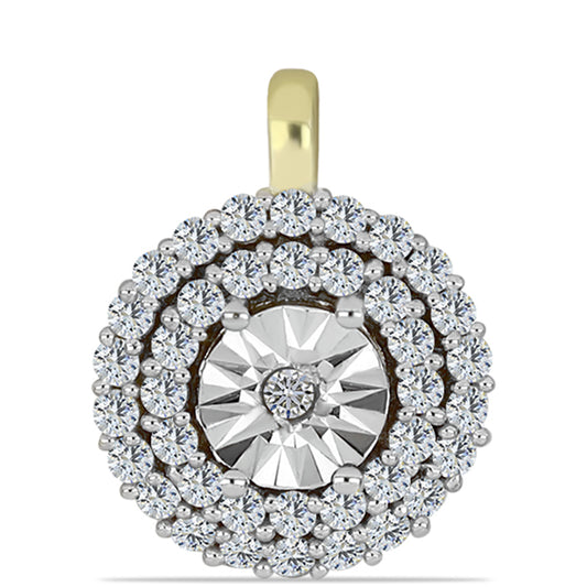 Pandantiv din Argint 925 Placat cu Aur ( 1.11 grame ) cu Diamant Alb și Topaz Alb 0.41 Carate