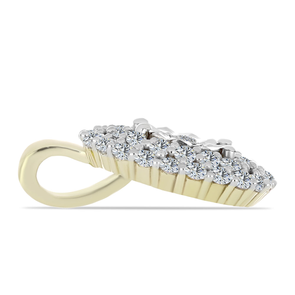 Pandantiv din Argint 925 Placat cu Aur ( 1.11 grame ) cu Diamant Alb și Topaz Alb 0.41 Carate 2 