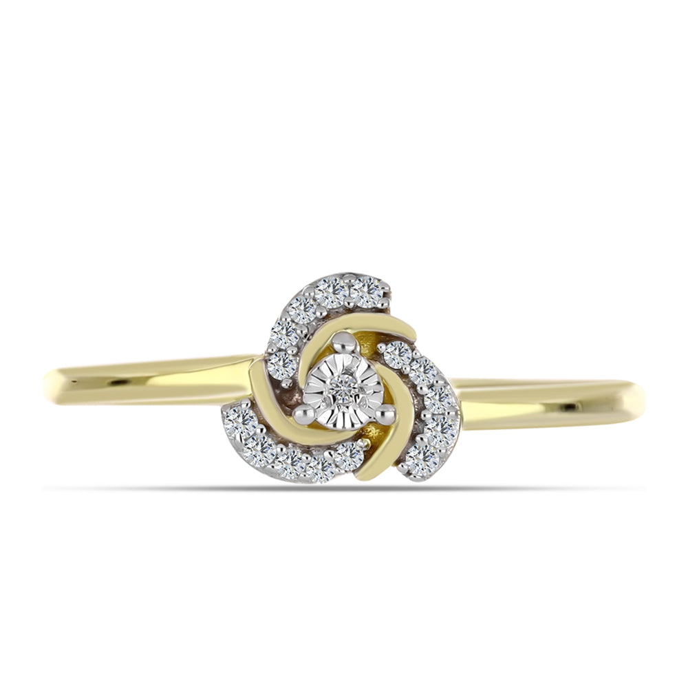 Inel din Argint 925 Placat cu Aur ( 2.4 grame ) cu Diamant Alb și Topaz Alb 0.11 Carate 1 