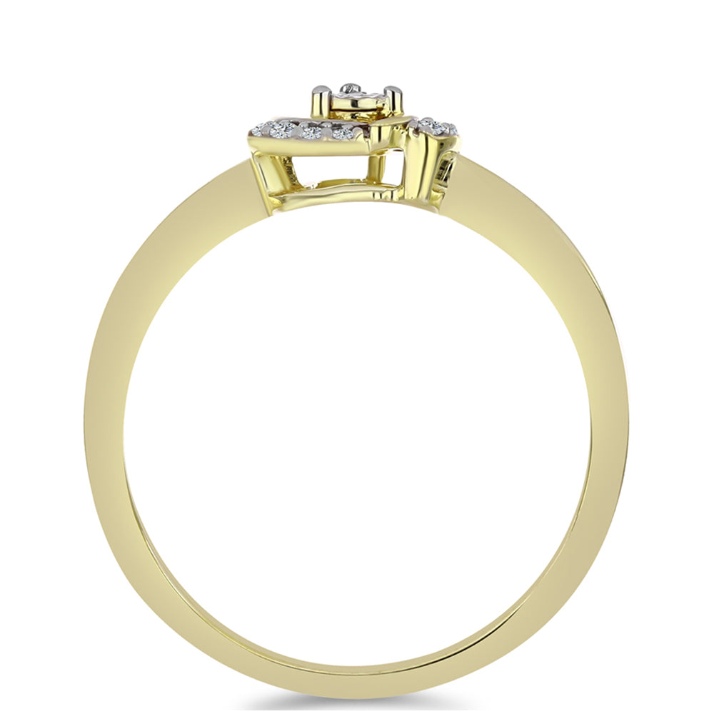 Inel din Argint 925 Placat cu Aur ( 2.4 grame ) cu Diamant Alb și Topaz Alb 0.11 Carate 2 