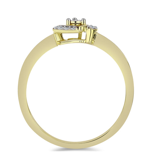 Inel din Argint 925 Placat cu Aur ( 2.4 grame ) cu Diamant Alb și Topaz Alb 0.11 Carate