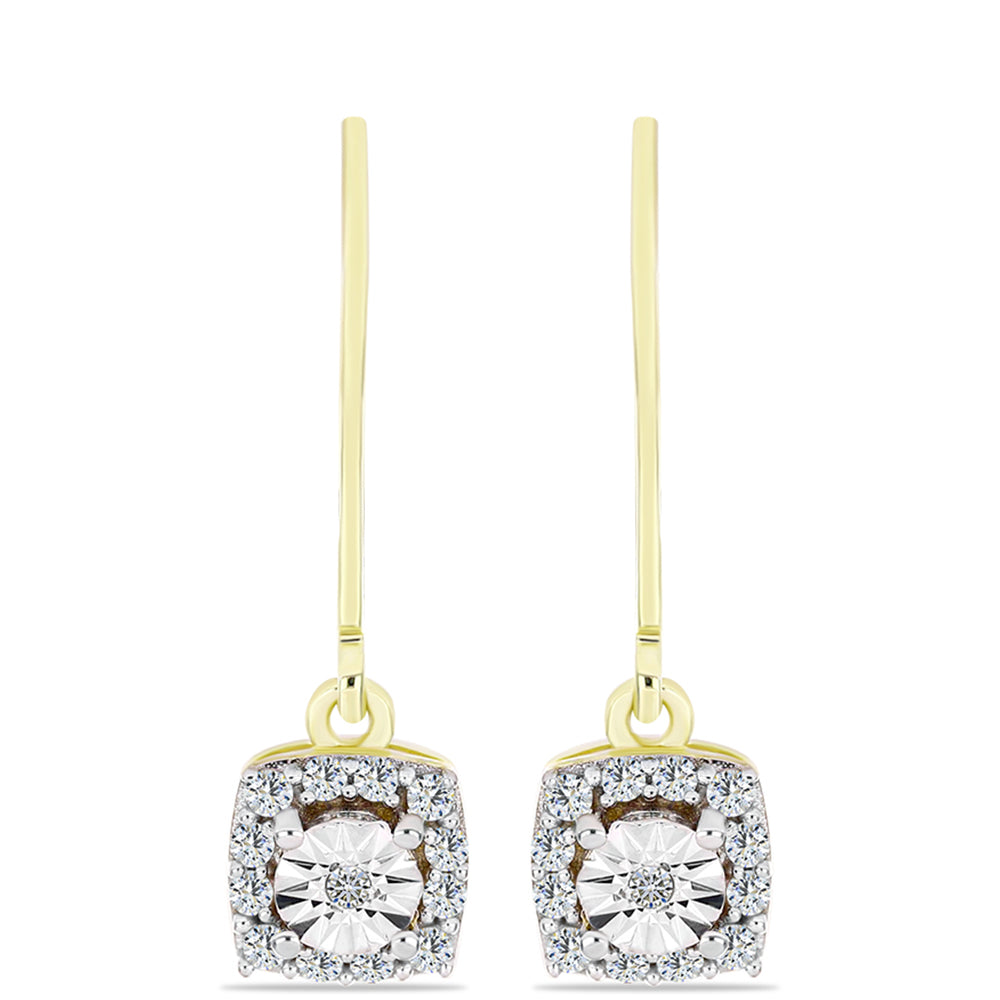Cercei din Argint 925 Placat cu Aur ( 2.09 grame ) cu Diamant Alb și Topaz Alb 0.26 Carate 1 