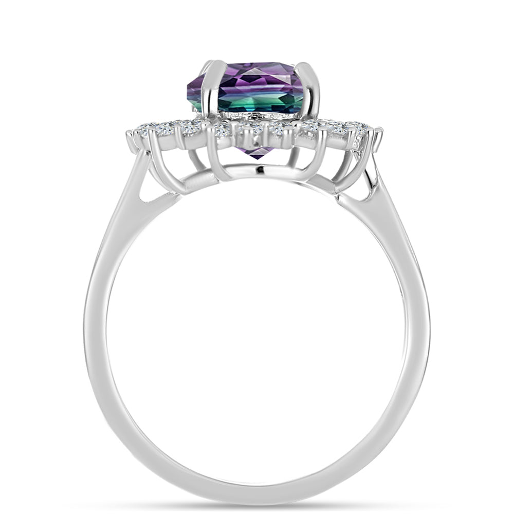 Inel din Argint 925 ( 3 grame ) cu Fluorit Zebra și Topaz Alb 4.1 Carate 2 