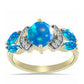 Inel din Argint 925 Placat cu Aur ( 2.43 grame ) cu Opal Etiopian ”Paradis” și Topaz Alb 1.3 Carate