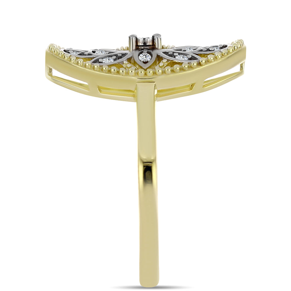 Inel din Argint 925 Placat cu Aur ( 4.32 grame ) cu Diamant Alb și Topaz Alb 0.13 Carate 4 