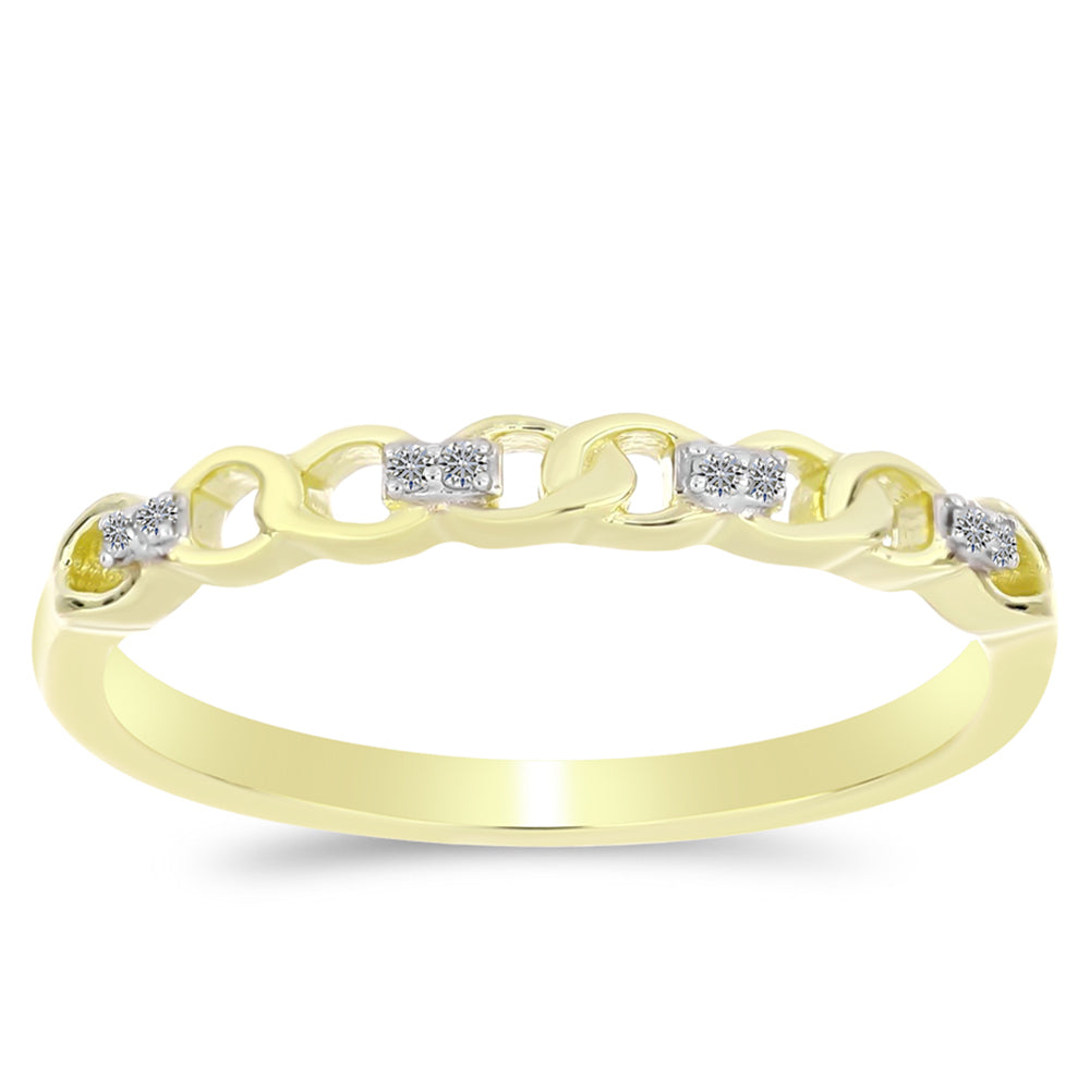 Inel din Argint 925 Placat cu Aur ( 1.75 grame ) cu Diamant Alb 0.04 Carate 1 