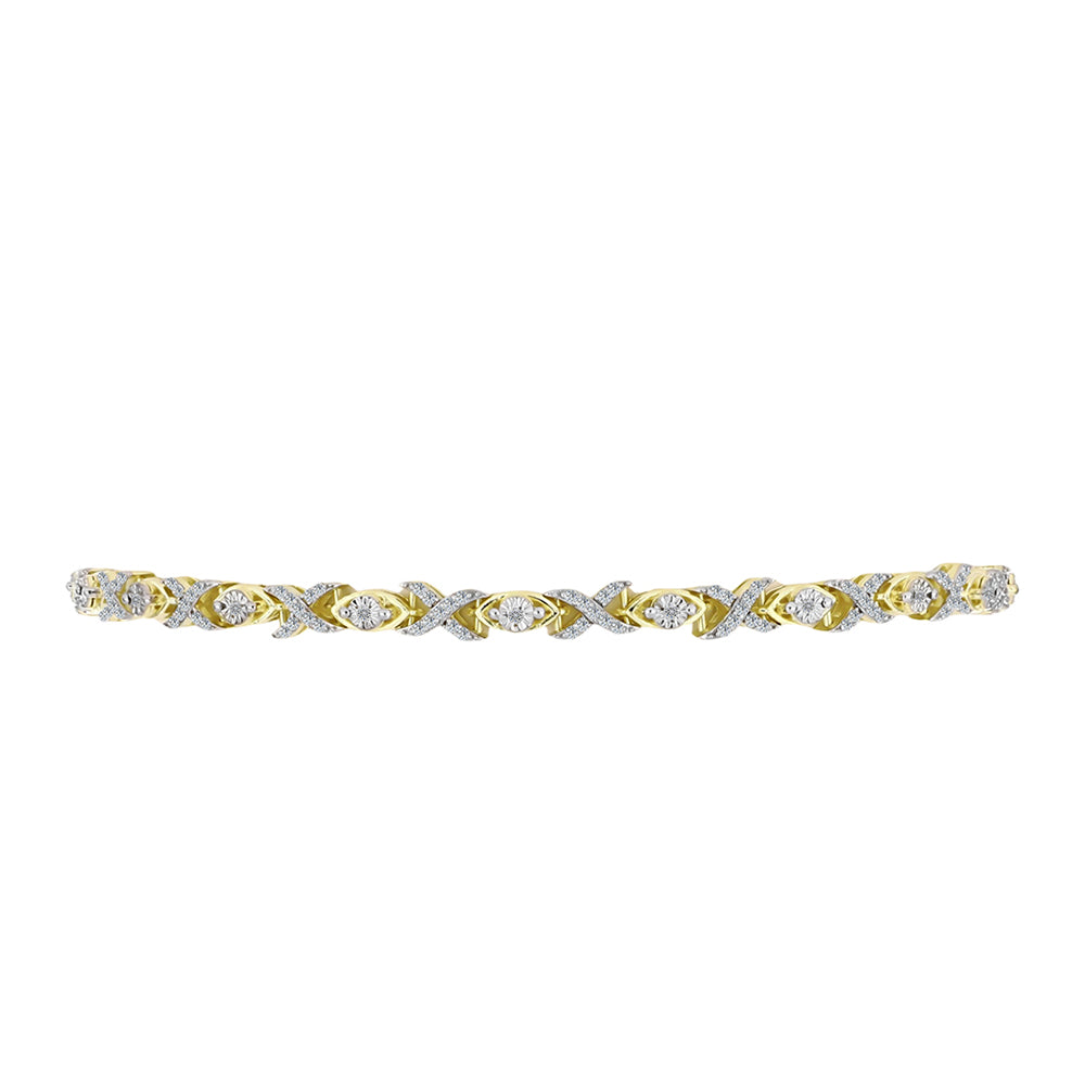 Brățară din Argint 925 Placat cu Aur ( 8 grame ) cu Diamant Alb și Topaz Alb 0.66 Carate