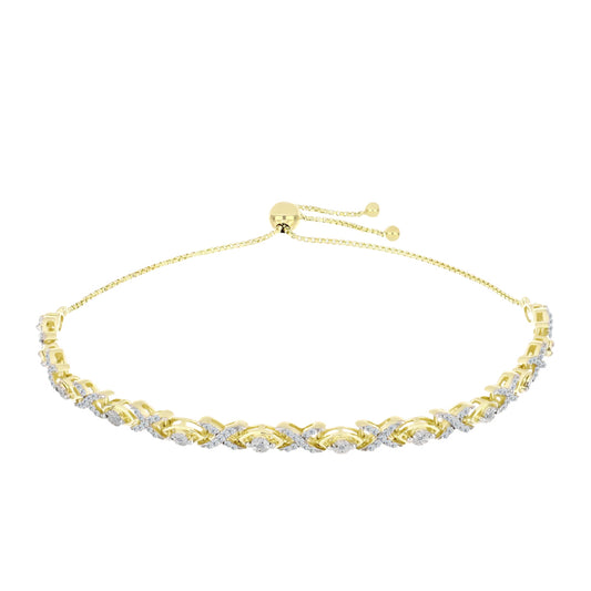 Brățară din Argint 925 Placat cu Aur ( 8 grame ) cu Diamant Alb și Topaz Alb 0.66 Carate