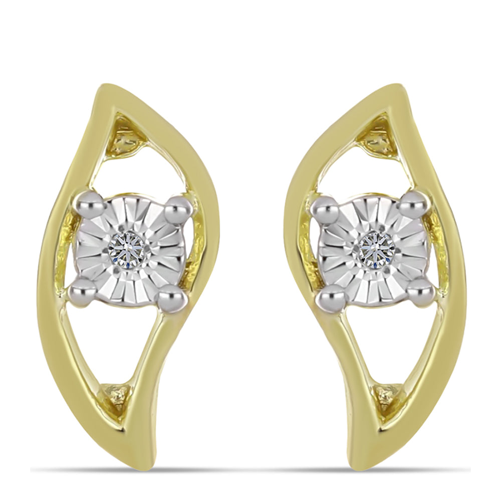 Cercei din Argint 925 Placat cu Aur ( 2.43 grame ) cu Diamant Alb 0.01 Carate 1 