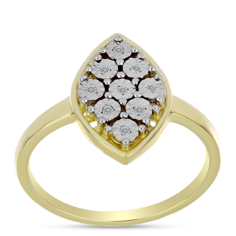 Inel din Argint 925 Placat cu Aur ( 3.38 grame ) cu Diamant Alb 0.05 Carate 3 
