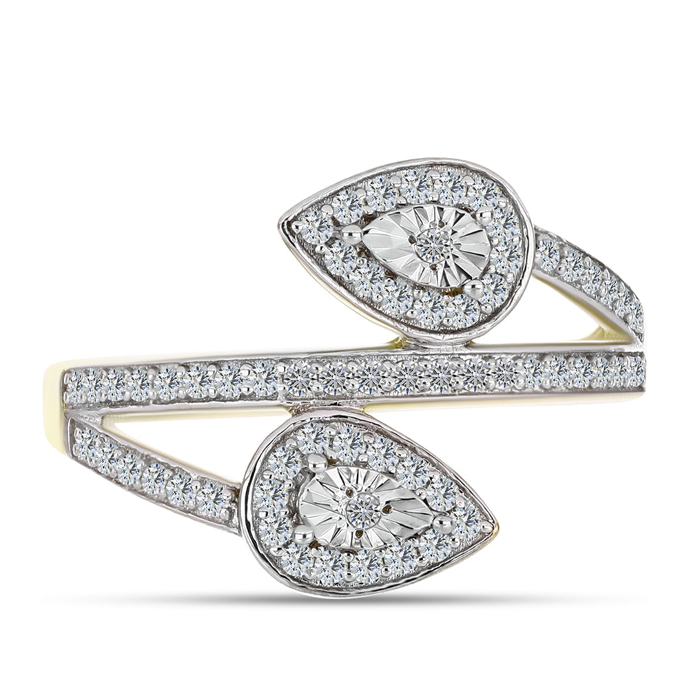 Inel din Argint 925 Placat cu Aur ( 3.33 grame ) cu Diamant Alb și Topaz Alb 0.45 Carate 1 