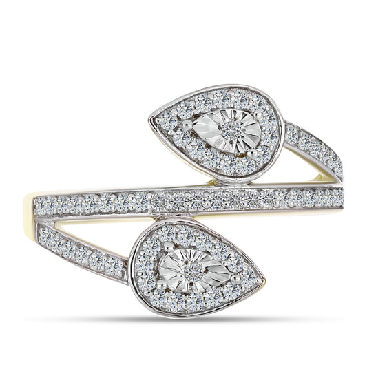 Inel din Argint 925 Placat cu Aur ( 3.33 grame ) cu Diamant Alb și Topaz Alb 0.45 Carate