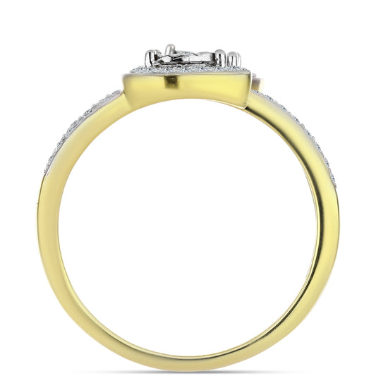 Inel din Argint 925 Placat cu Aur ( 3.33 grame ) cu Diamant Alb și Topaz Alb 0.45 Carate