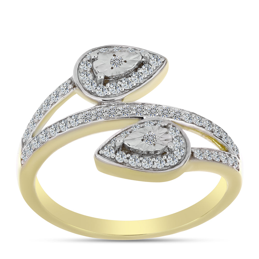 Inel din Argint 925 Placat cu Aur ( 3.33 grame ) cu Diamant Alb și Topaz Alb 0.45 Carate